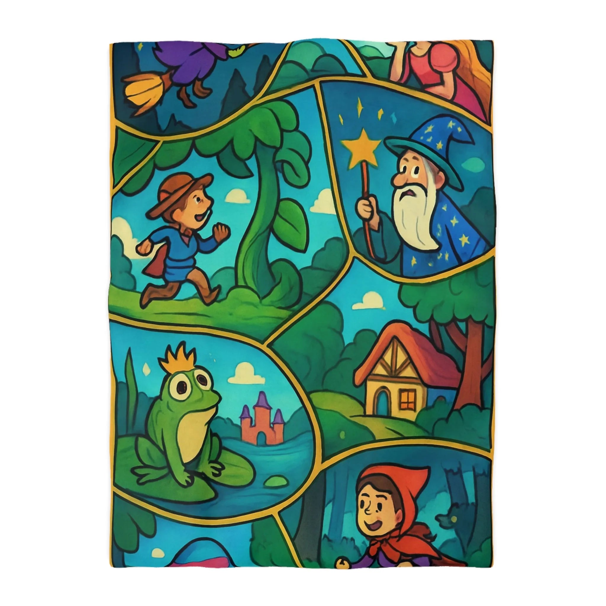 Housse de couette féerique avec illustrations magiques de contes de fées pour enfants rêveurs