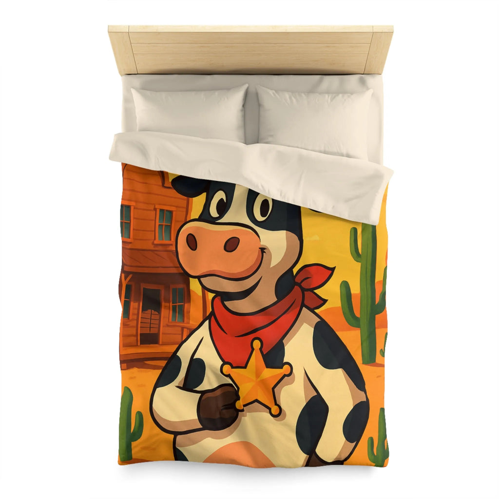 Housse de Couette Enfant avec Vache Cow-boy dans Paysage Désertique Coloré et Amusant