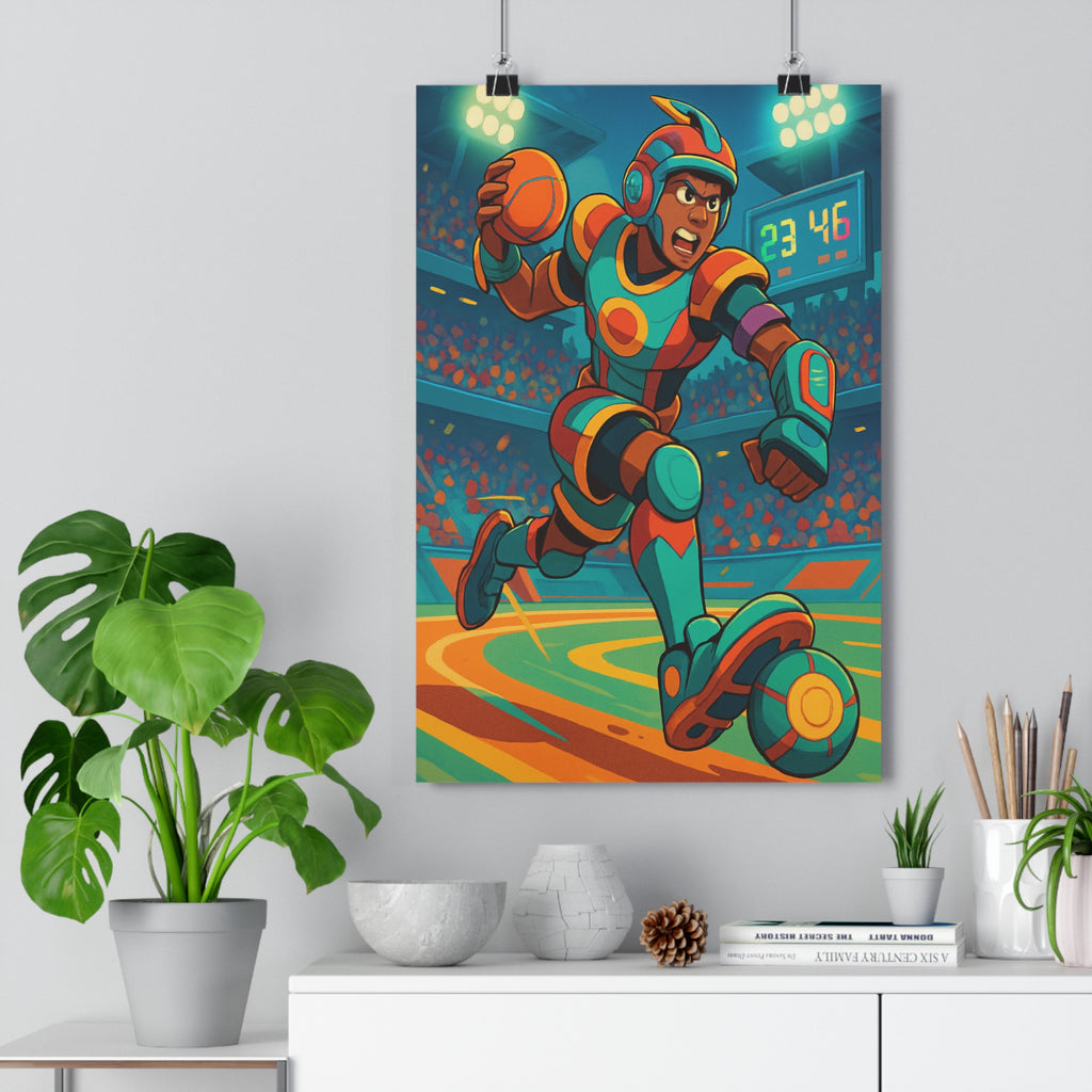 Poster décoratif cartoon sportif bleu orange rouge dynamique chambre salon enfant énergie moderne qualité