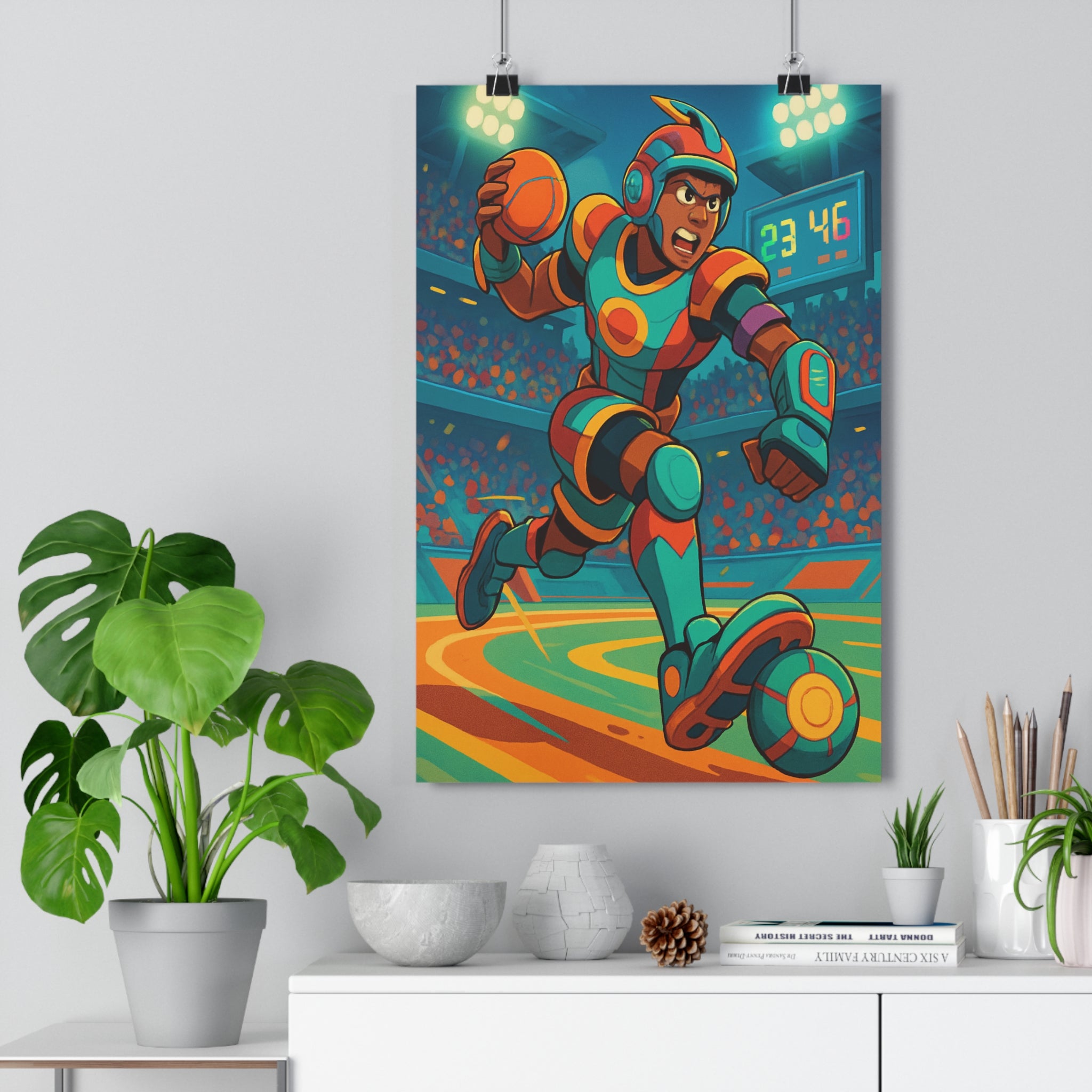 Poster décoratif cartoon sportif bleu orange rouge dynamique chambre salon enfant énergie moderne qualité