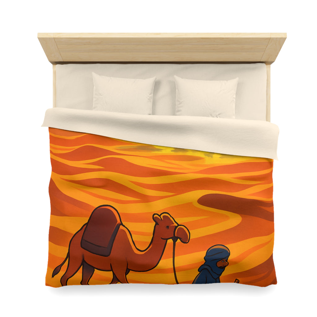 Sublime illustration de désert avec dromadaire et oasis pour housse de couette exotique