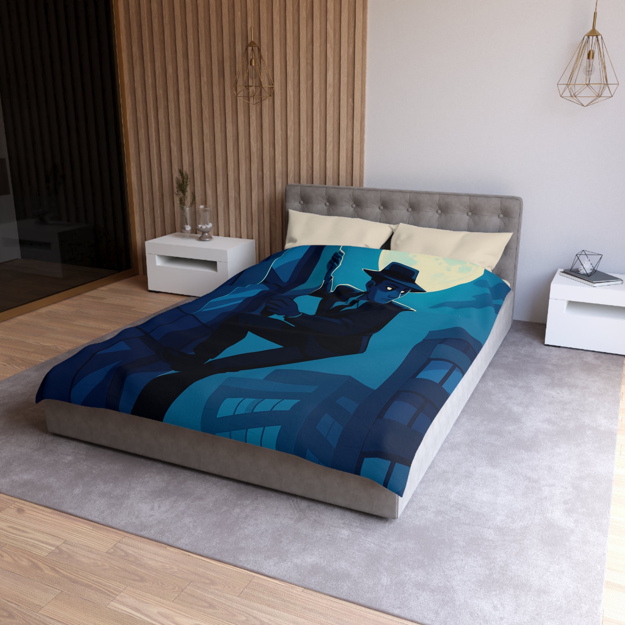 Housse de Couette Microfibre Illustration Unique Design Moderne Décoration Intérieure Raffinée