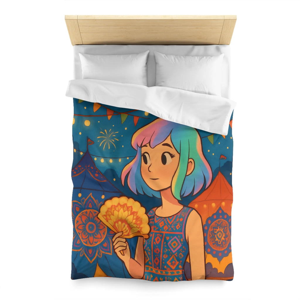 Housse de couette colorée avec motif de festival et feux d'artifice captivants