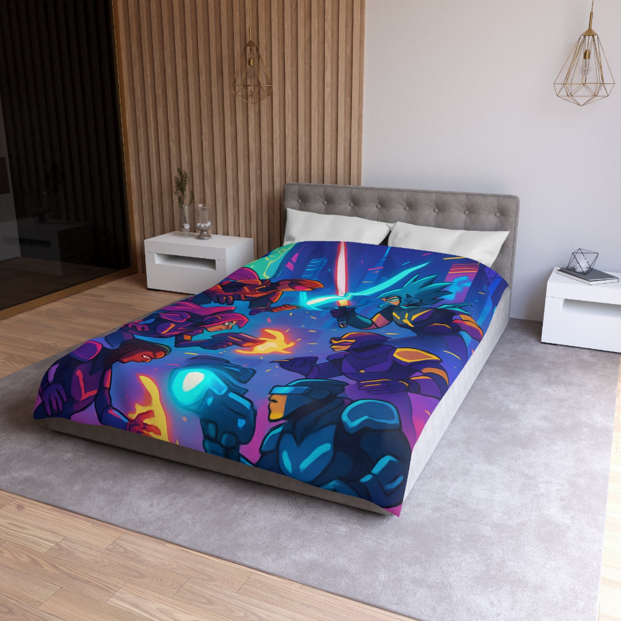 Housse de Couette Microfibre Motif Créatif Original Style Contemporain Chambre Élégante