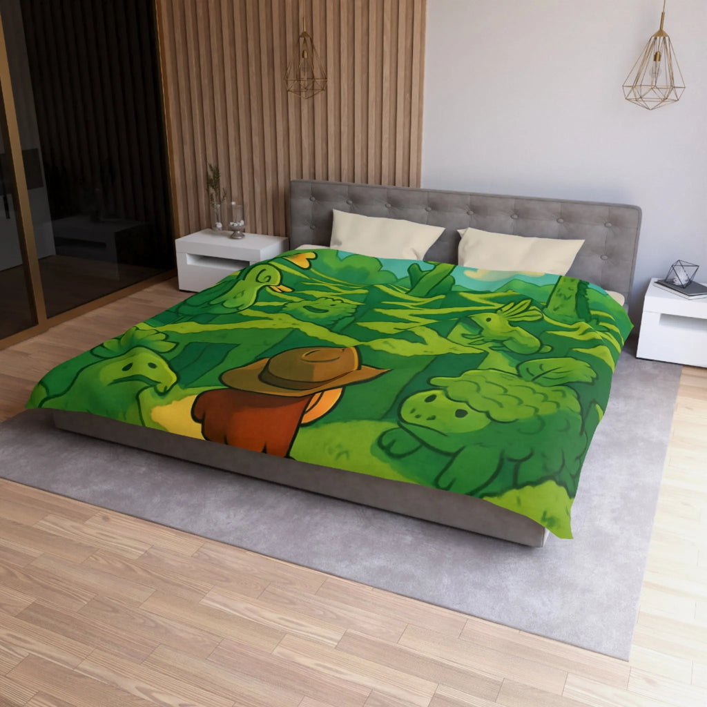 Explorez un Labyrinthe de Créatures Végétales Mystiques sur une Housse de Couette Originale