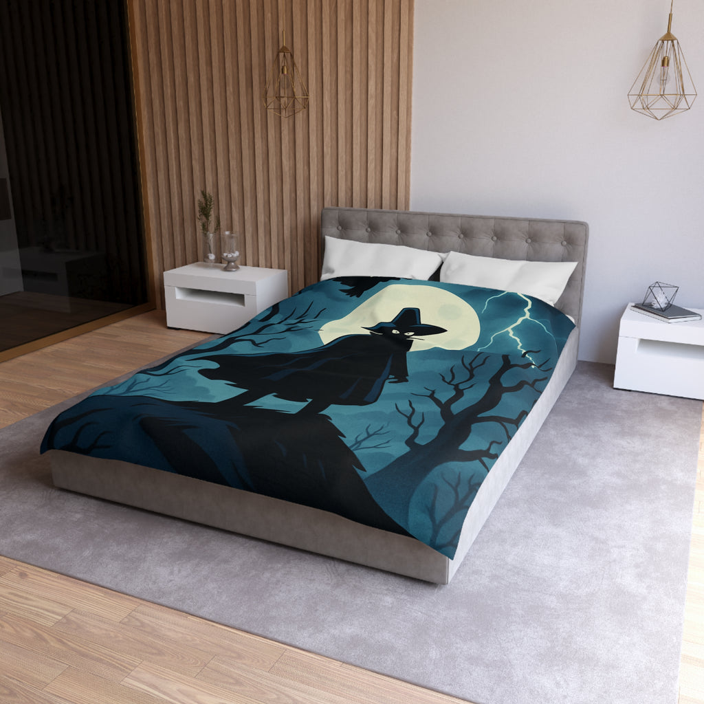 Plongez dans une scène nocturne mystérieuse avec silhouette et hibou sous lune pleine