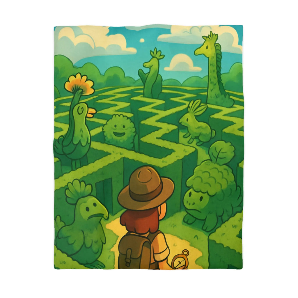 Explorez un Labyrinthe de Créatures Végétales Mystiques sur une Housse de Couette Originale