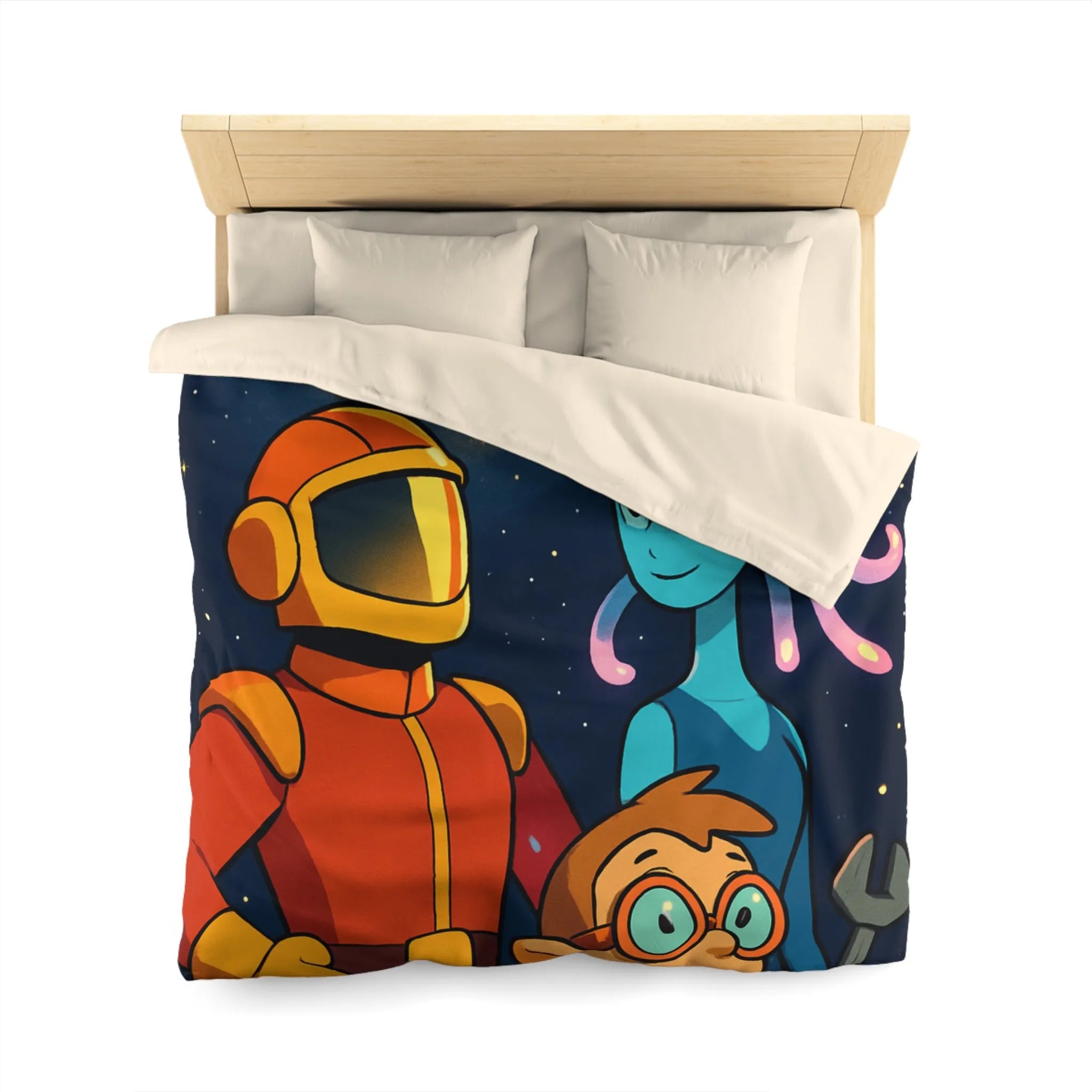 Housse Couette Galaxie : Astronaute, Extraterrestre et Enfant Brillant pour Chambre Cosy
