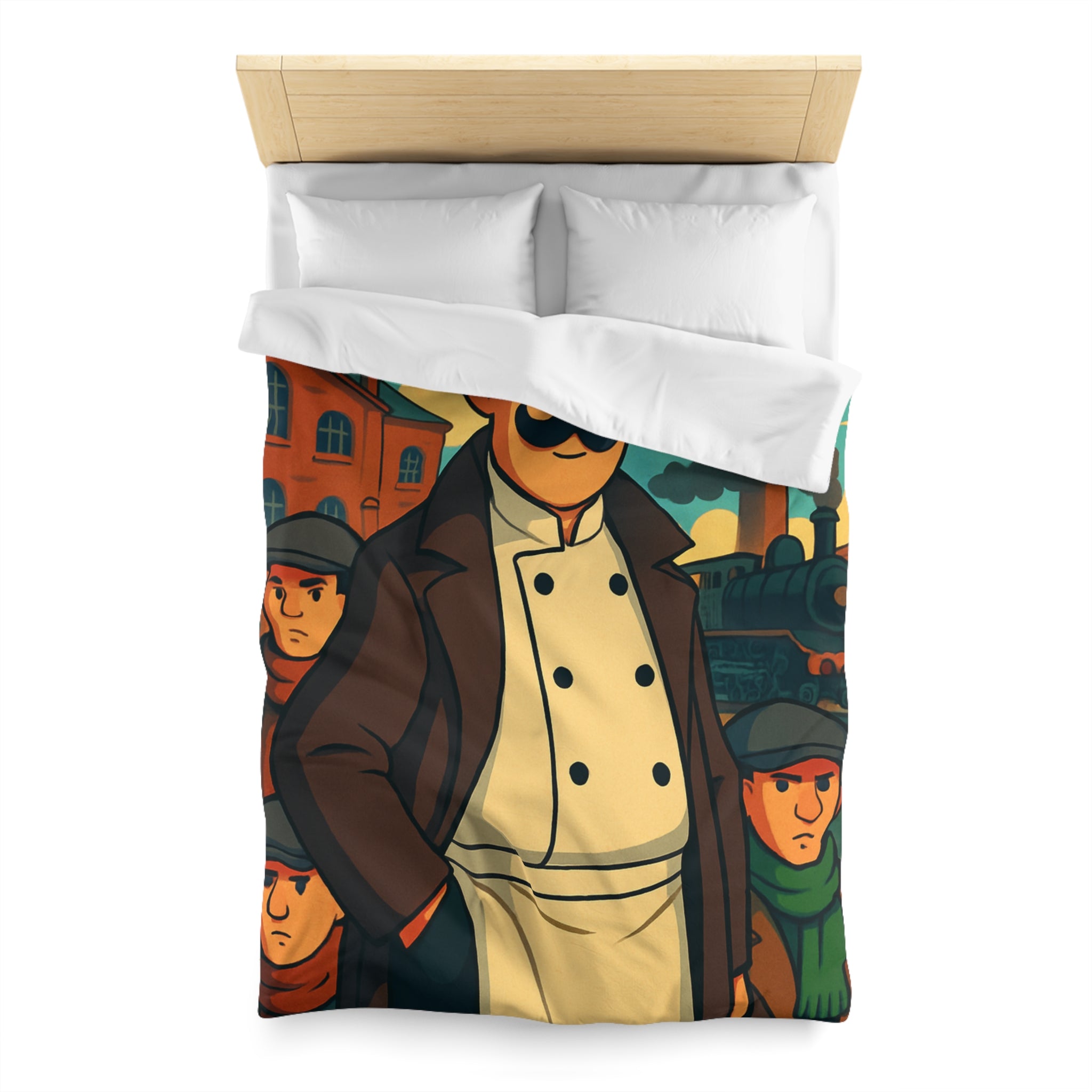 Housse de Couette Microfibre Motif Créatif Original Style Contemporain Chambre Élégante