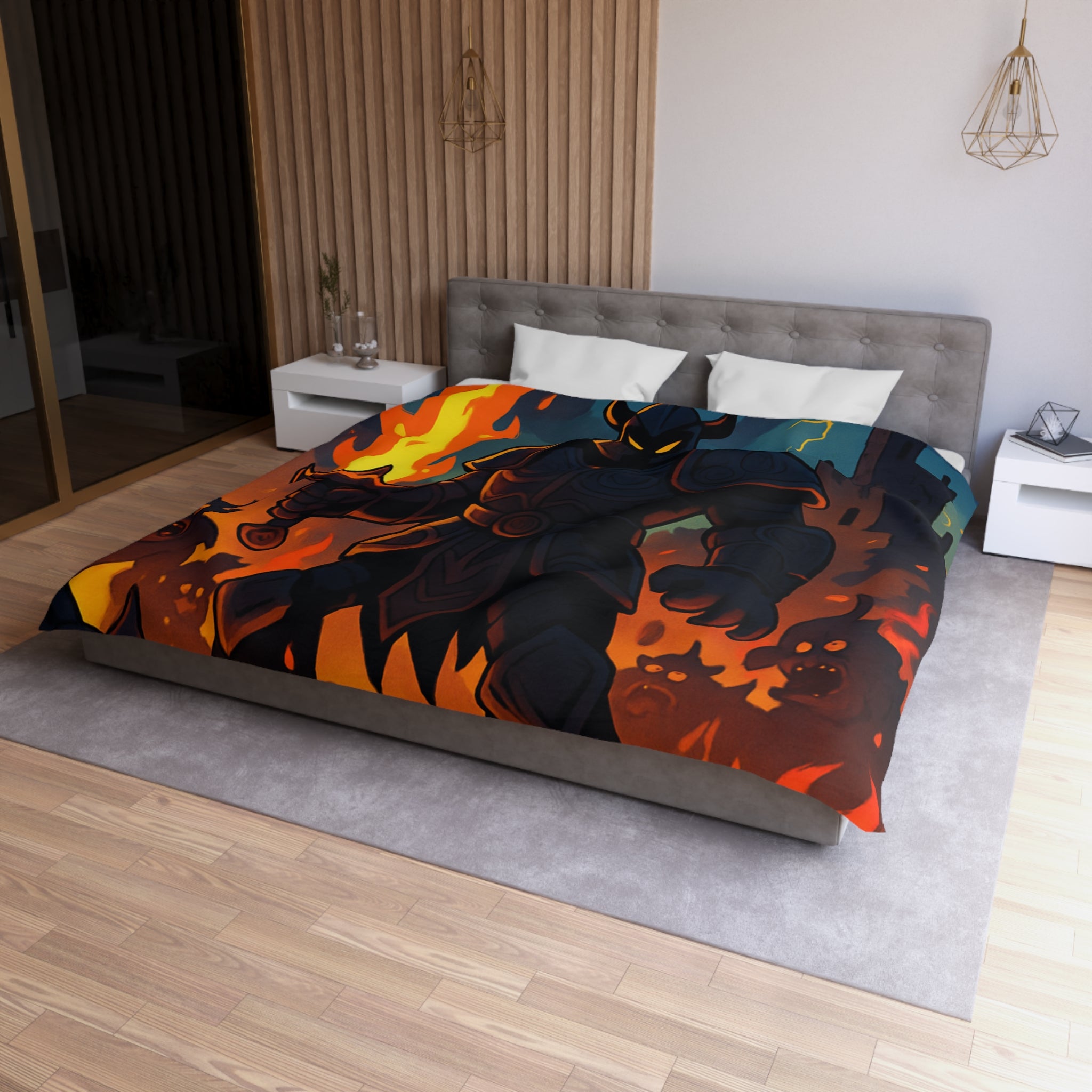 Housse de Couette Microfibre Motif Créatif Original Style Contemporain Chambre Élégante