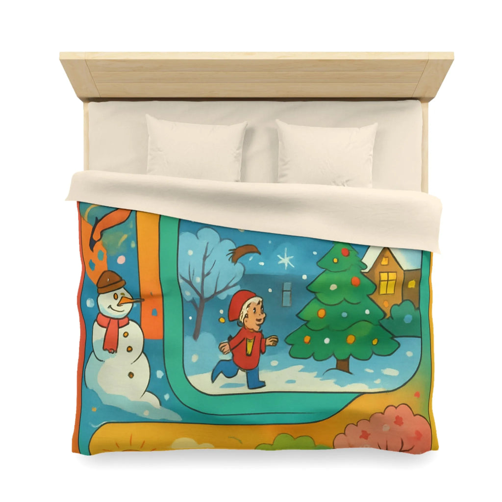 Housse de couette colorée illustrant quatre saisons et festivités pour enfants