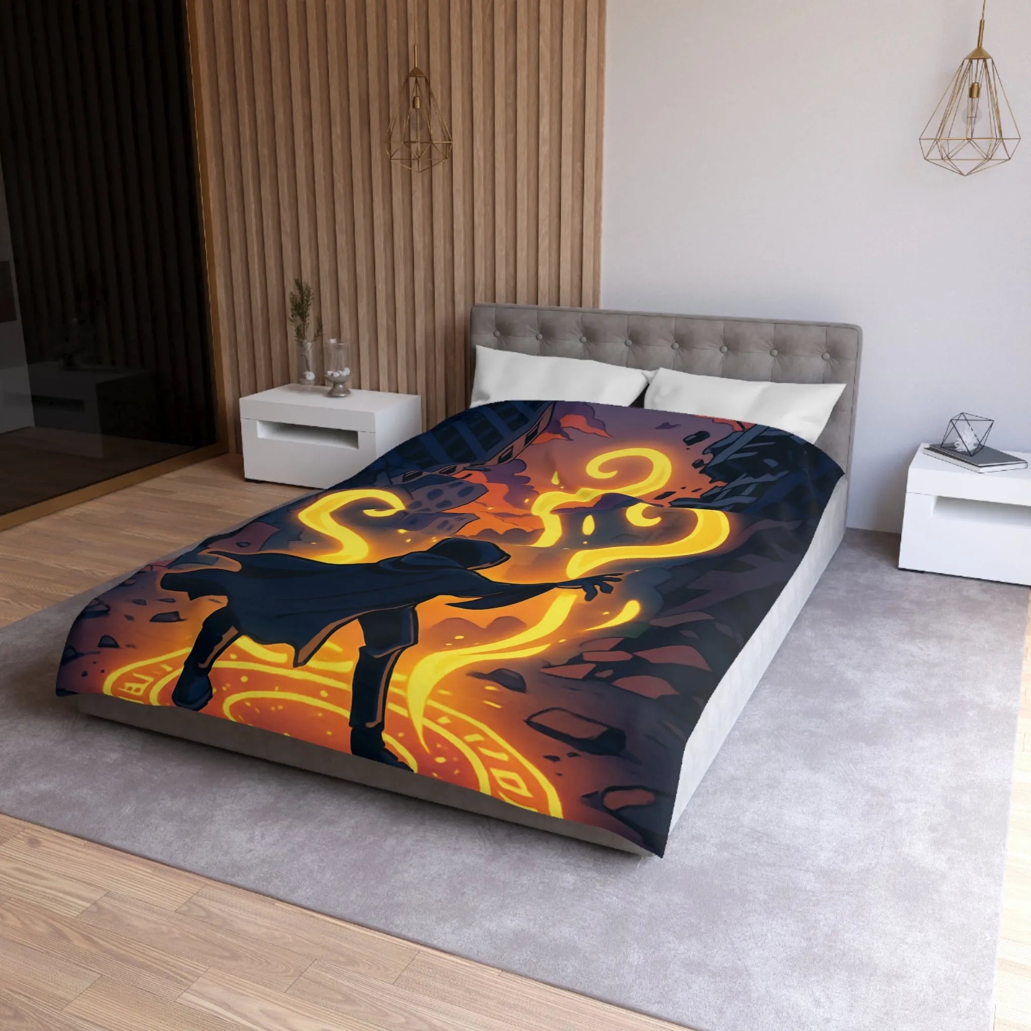 Housse de Couette Microfibre Art Graphique Contemporain Style Décoratif Chambre Tendance