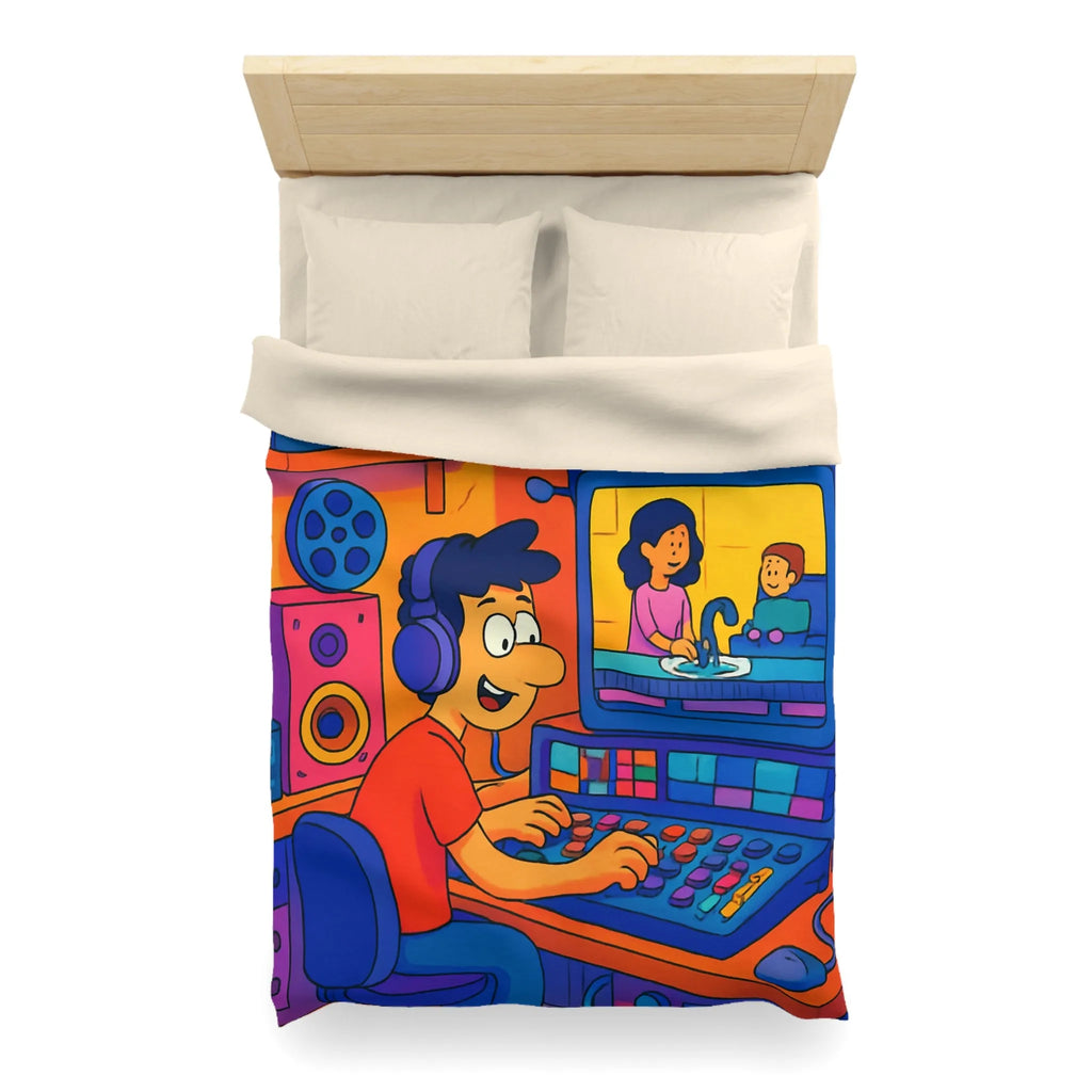 Housse de couette colorée avec illustrations joyeuses pour chambre d'enfant moderne et ludique