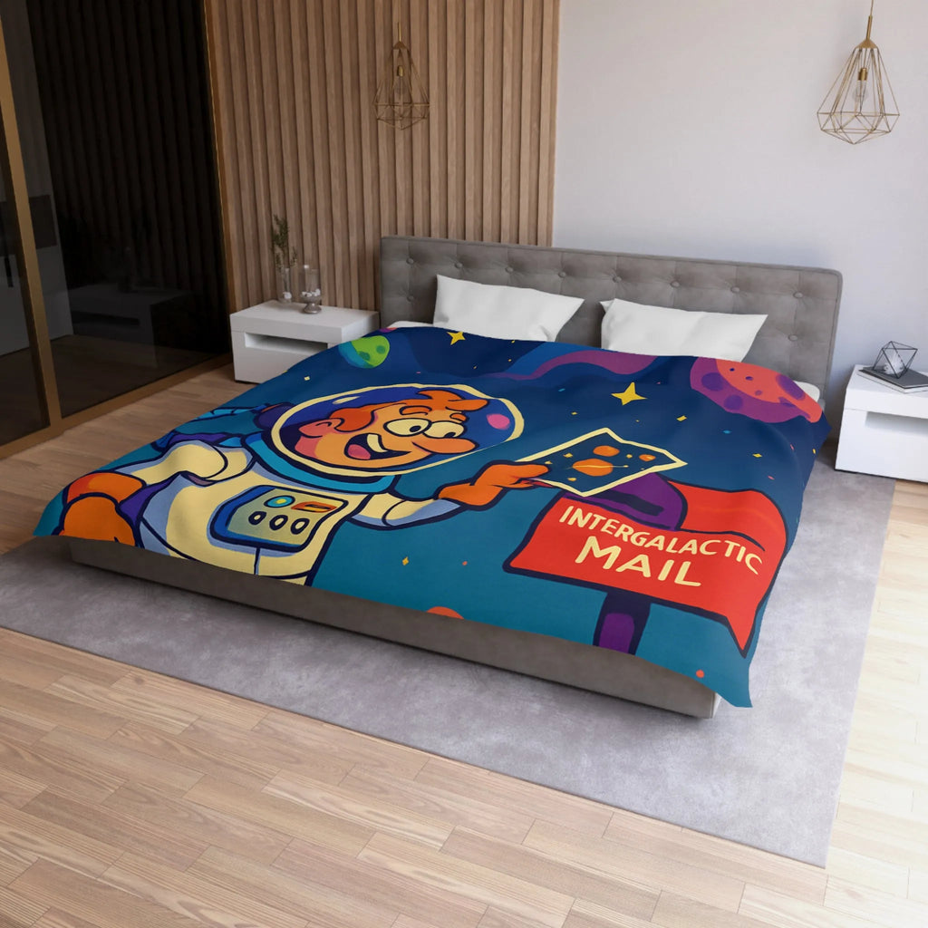 Housse de Couette Espace Fantaisie avec Astronaute Coloré et Planètes Illustrées