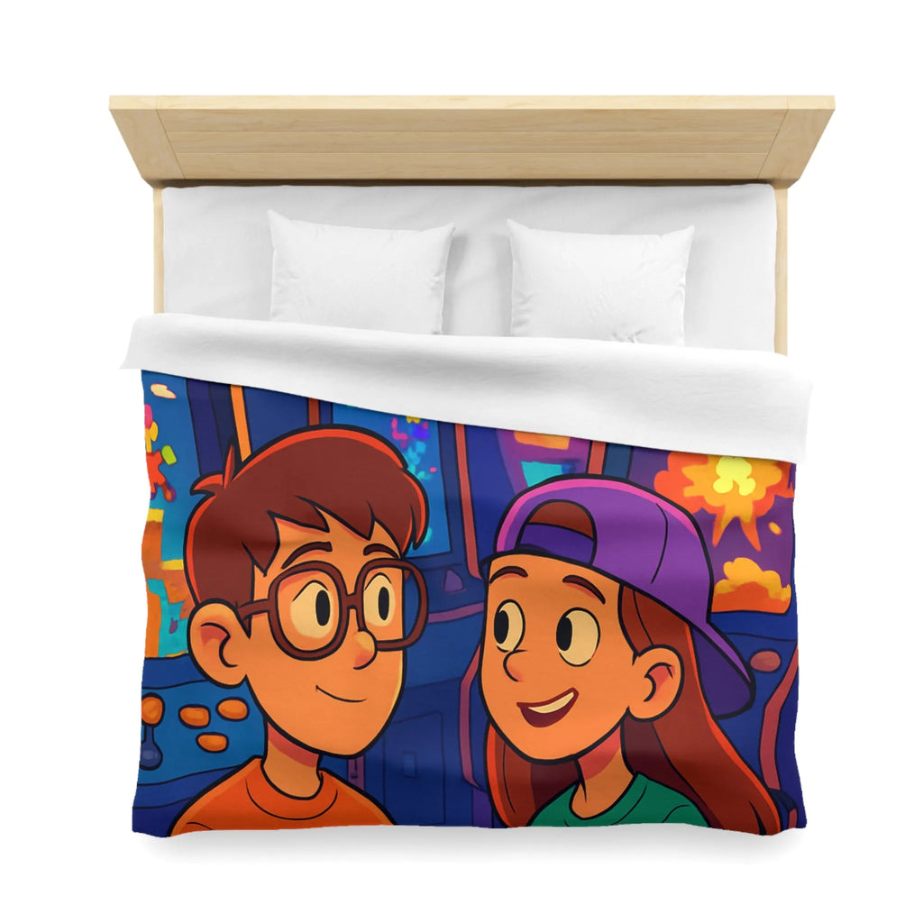 Housse de couette colorée arcade rétro néon pour gamers adolescents ambiance années 80