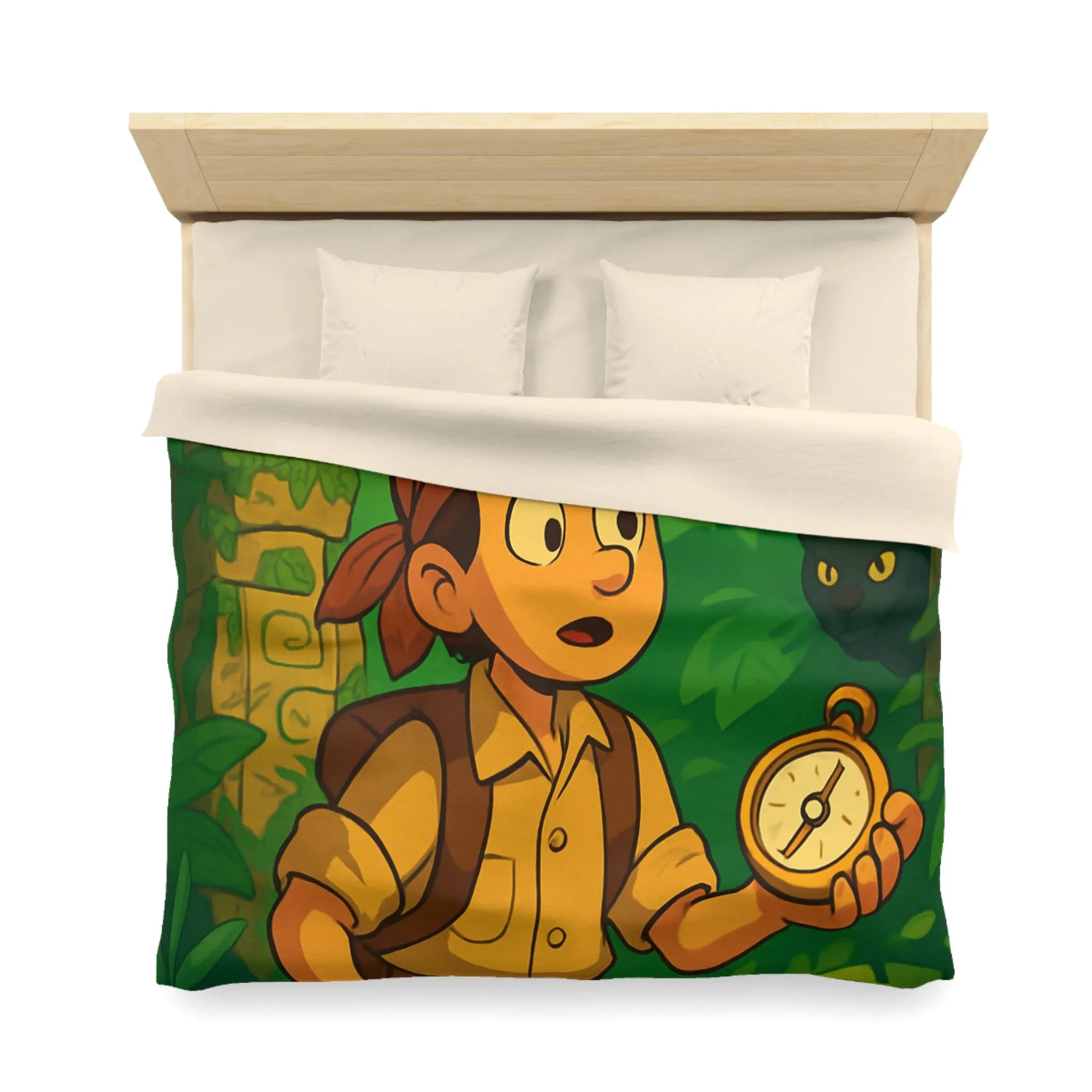 Exploration jungle animée avec boussole, perroquet, serpent et léopard pour chambre exotique