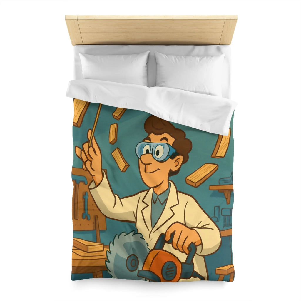 Housse de couette avec design créatif de menuiserie en style rétro et ludique