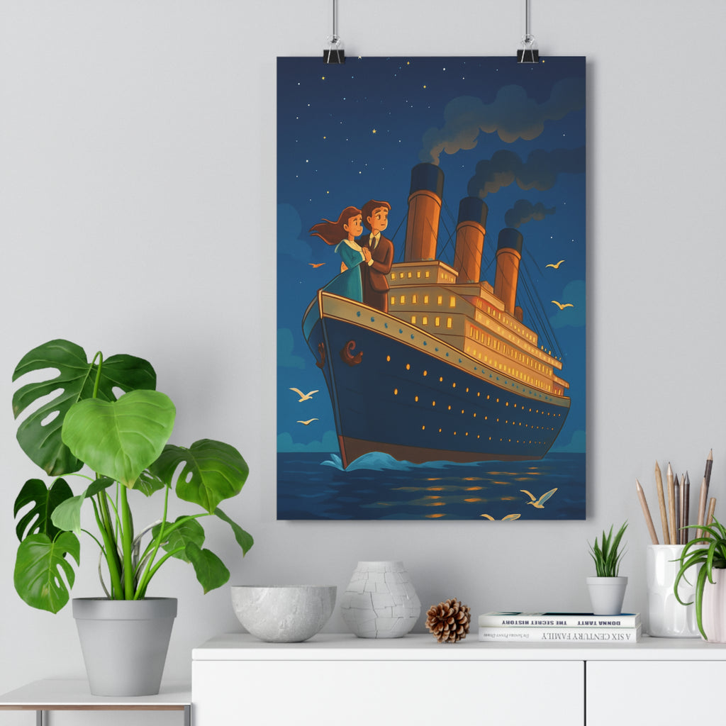 Poster décoratif romantique bleu doré cartoon aventure chambre salon dessin animé 30x46 cm qualité