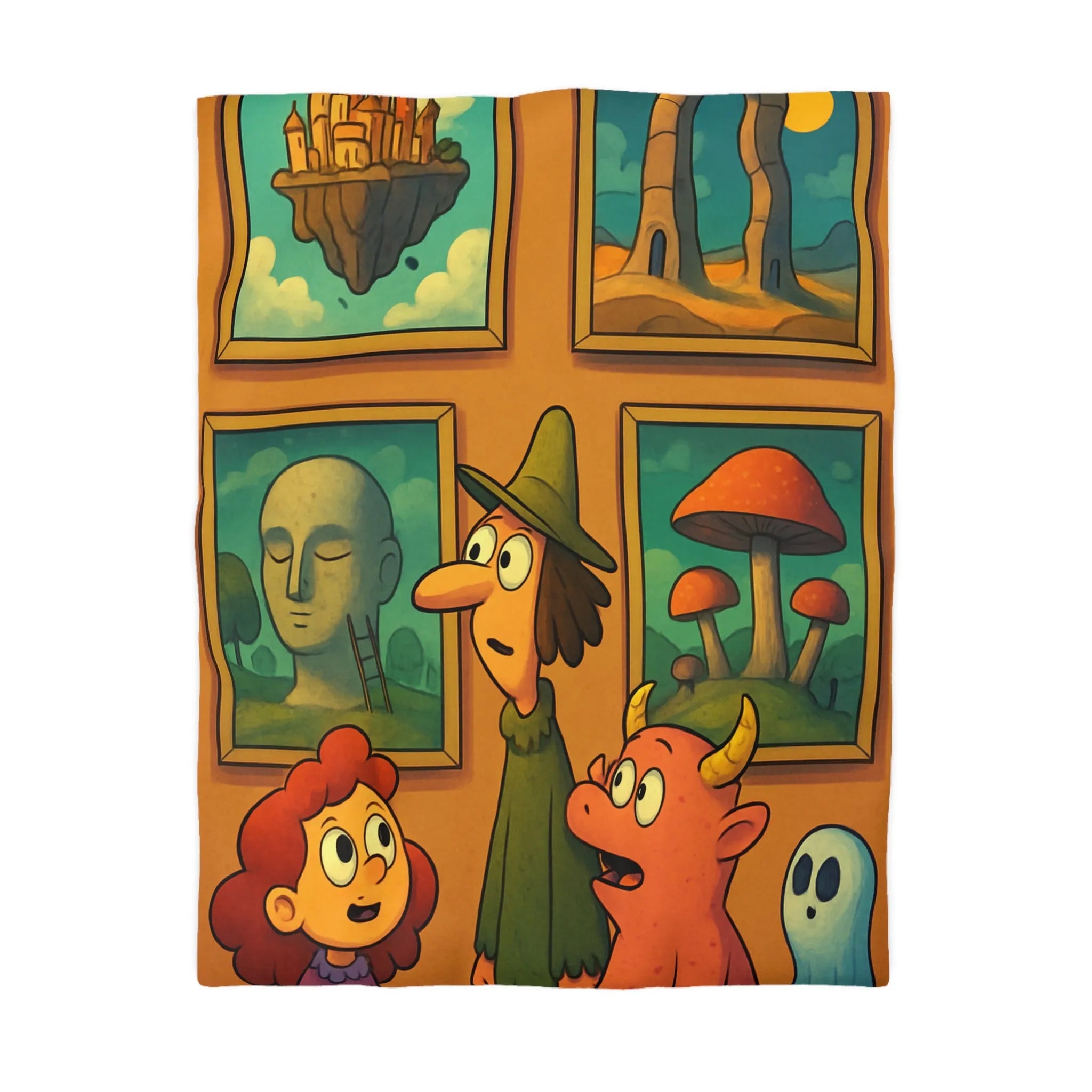 Housse de Couette Magique avec Paysages Oniriques et Personnages Enchantés pour Chambre de Rêve