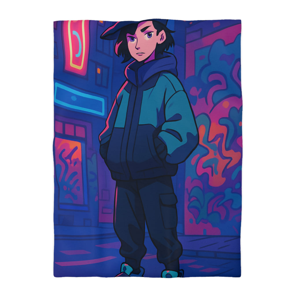 Housse de couette urbaine moderne avec design graffiti et style artistique coloré