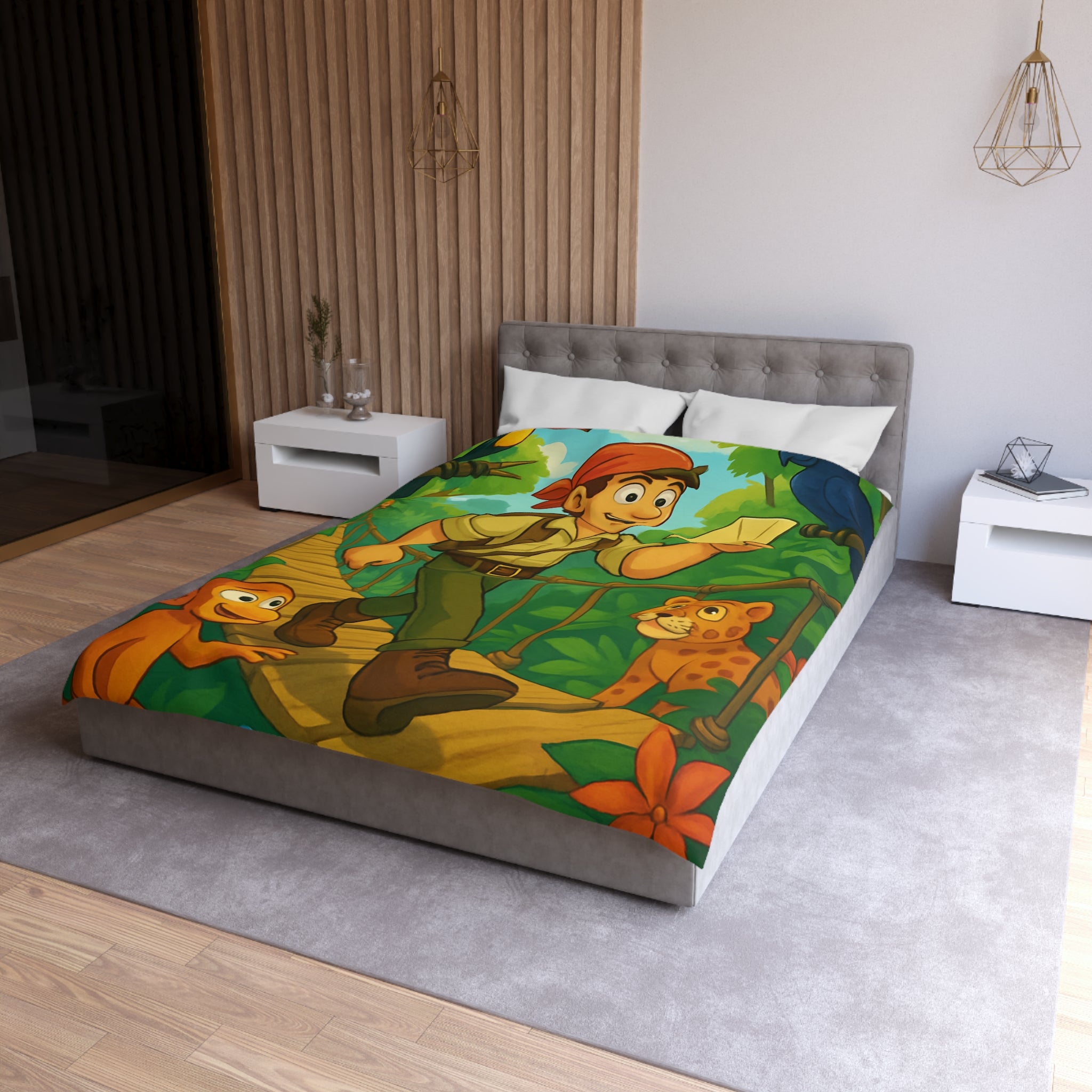 Housse de Couette Microfibre Motif Créatif Original Style Contemporain Chambre Élégante