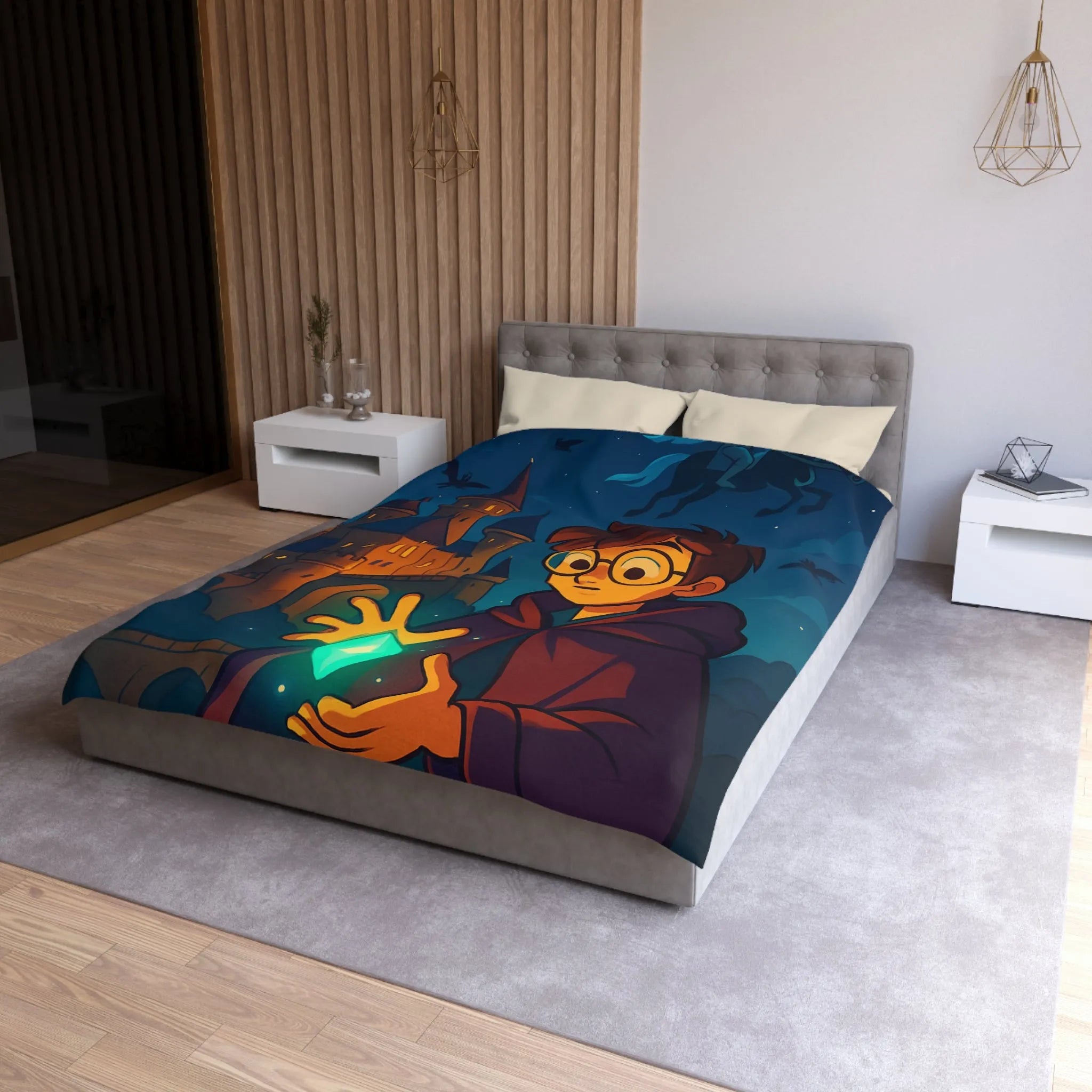 Housse de Couette Microfibre Art Graphique Contemporain Style Décoratif Chambre Tendance