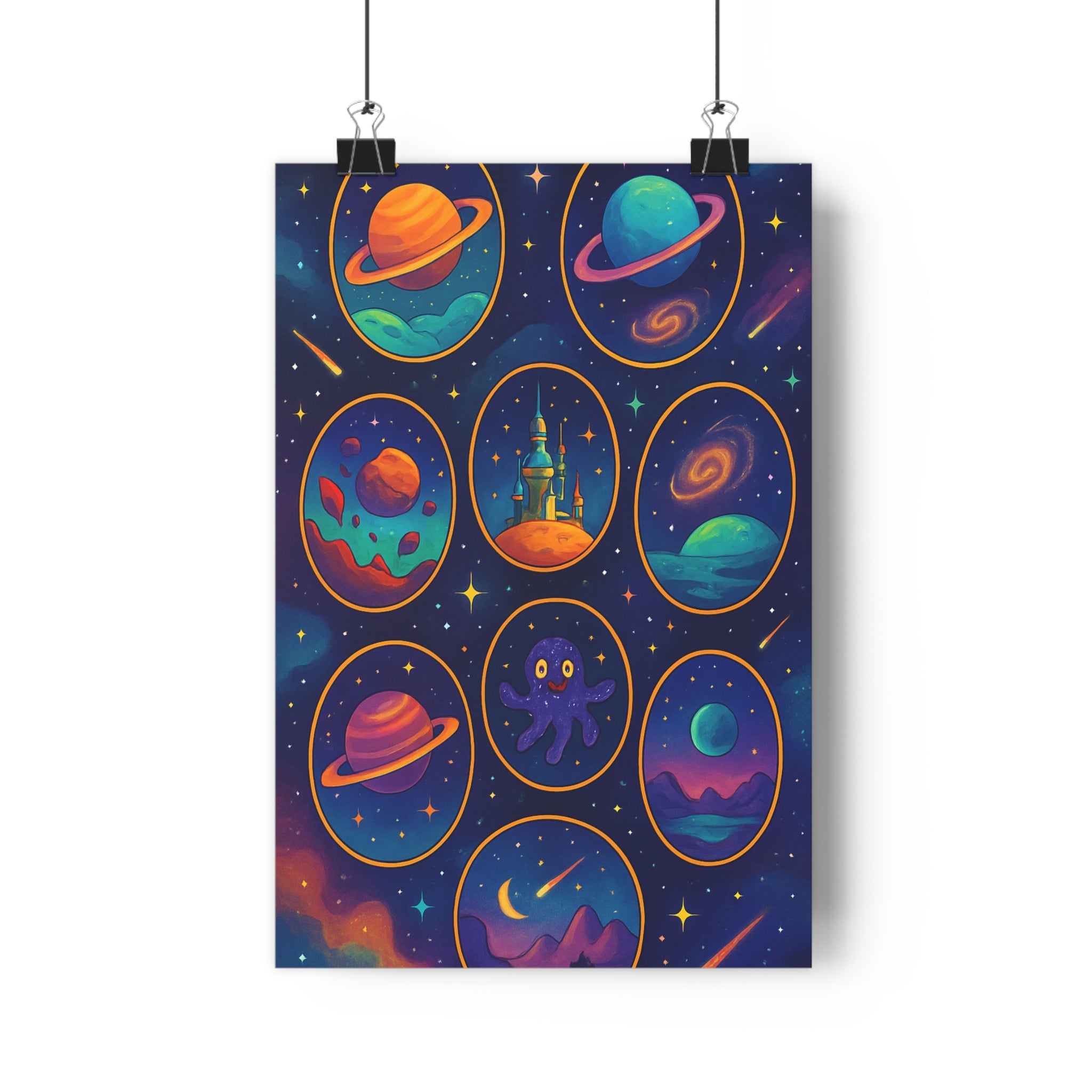 Poster décoratif anime céleste bleu violet argent mystique chambre espace planète galaxie futuriste extraterrestre