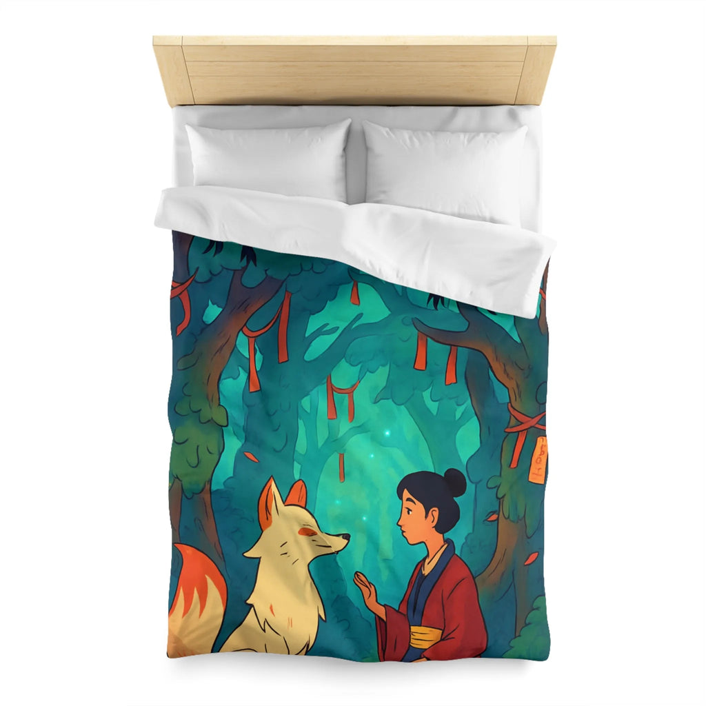 Housse de couette forêt magique avec renard et oiseaux pour chambre paisible