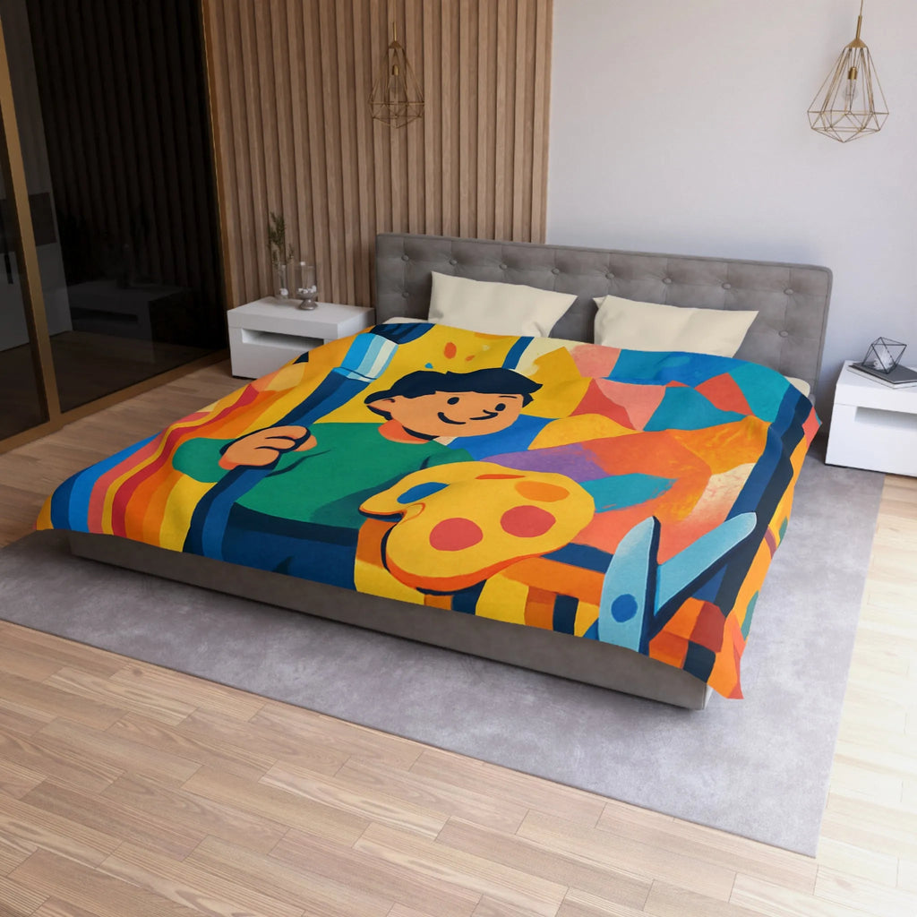 Housse de couette colorée avec motif artistique vibrante pour chambres créatives et dynamiques