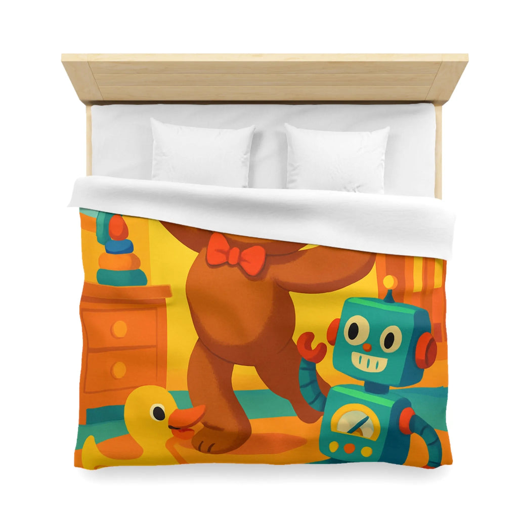 Enchantez Votre Chambre avec Housse de Couette Enfantine Ours Amusant Etoiles Jaunes