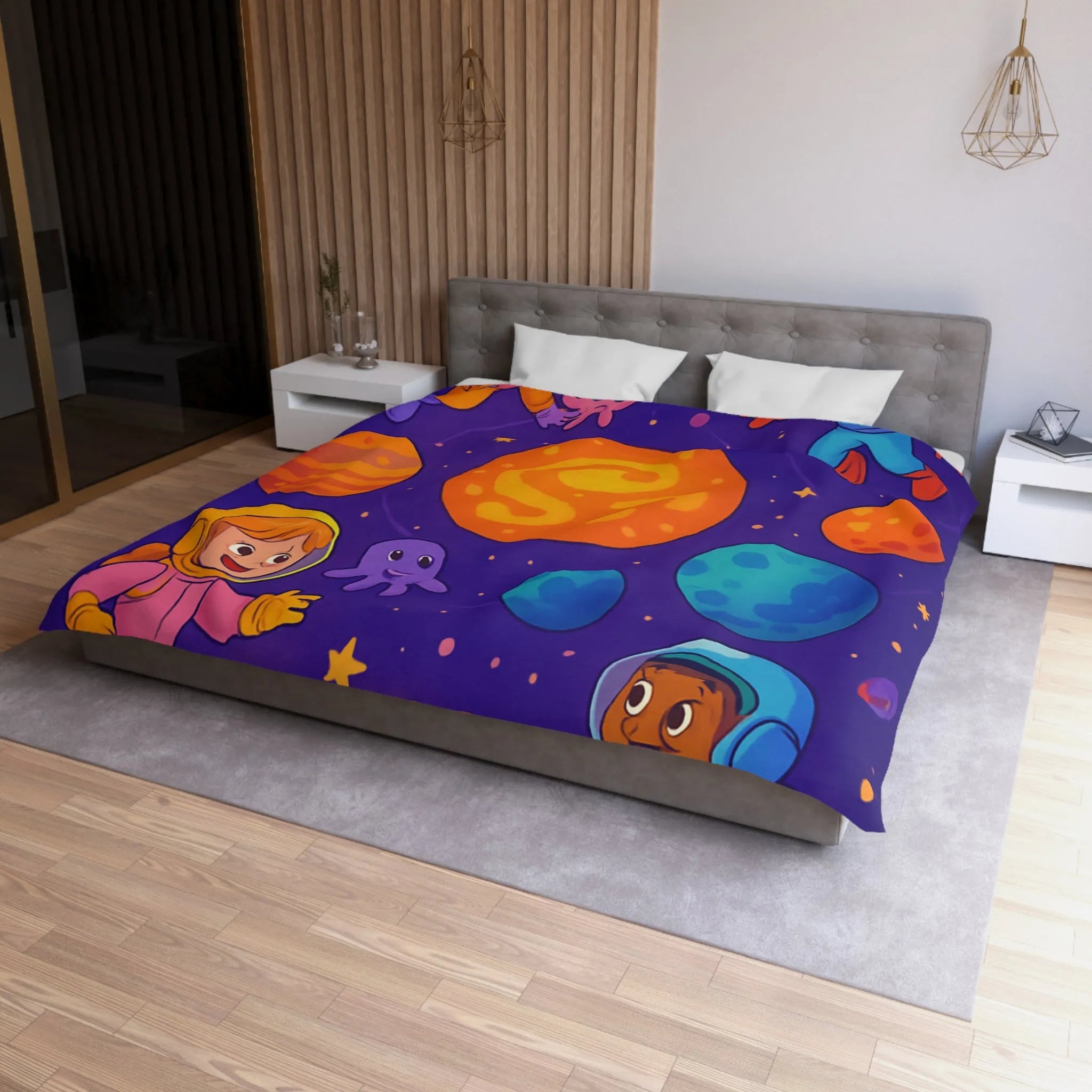 Housse de Couette Microfibre Art Graphique Contemporain Style Décoratif Chambre Tendance