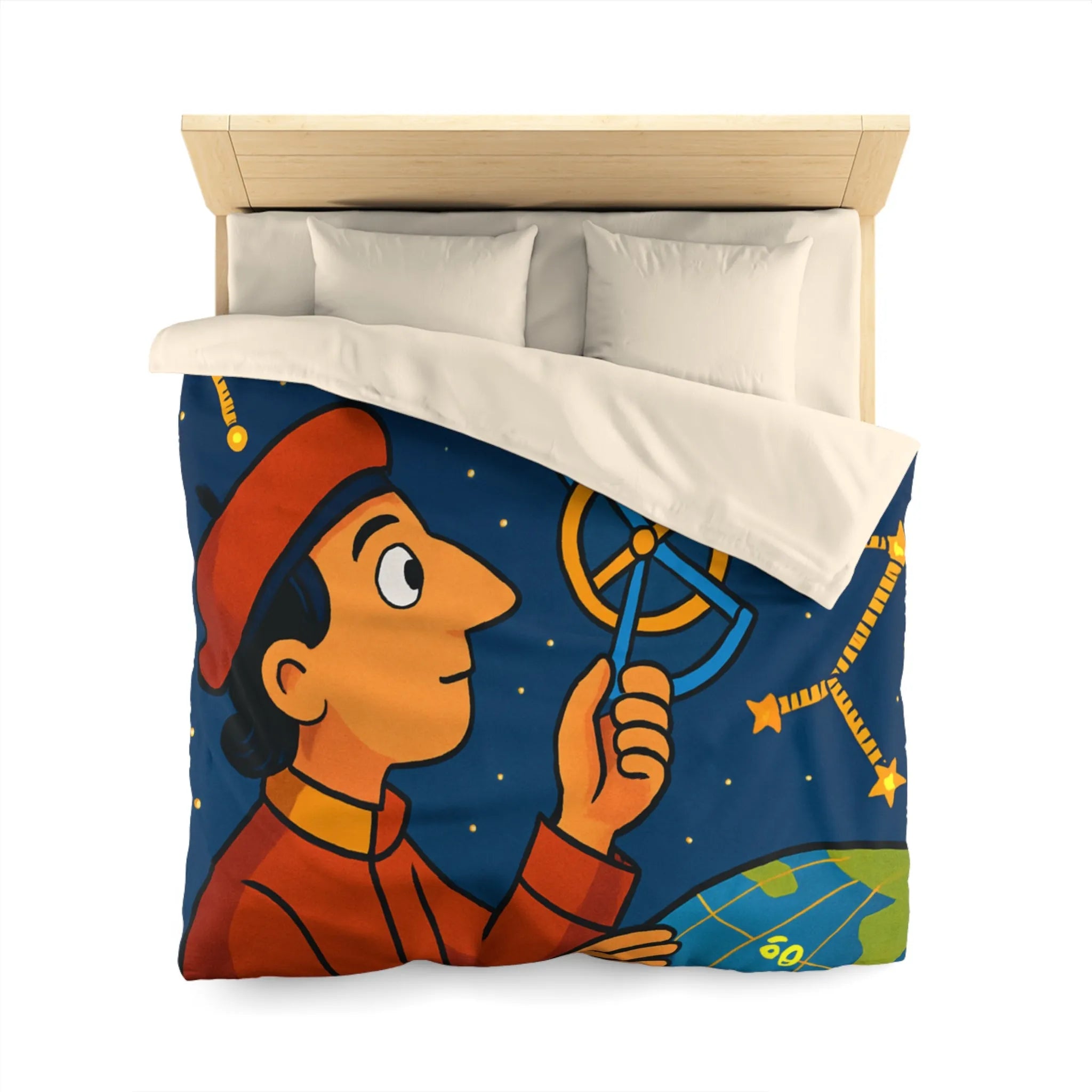 Housse de couette astronomie éducative avec constellations étoilées dans une nuit étoilée