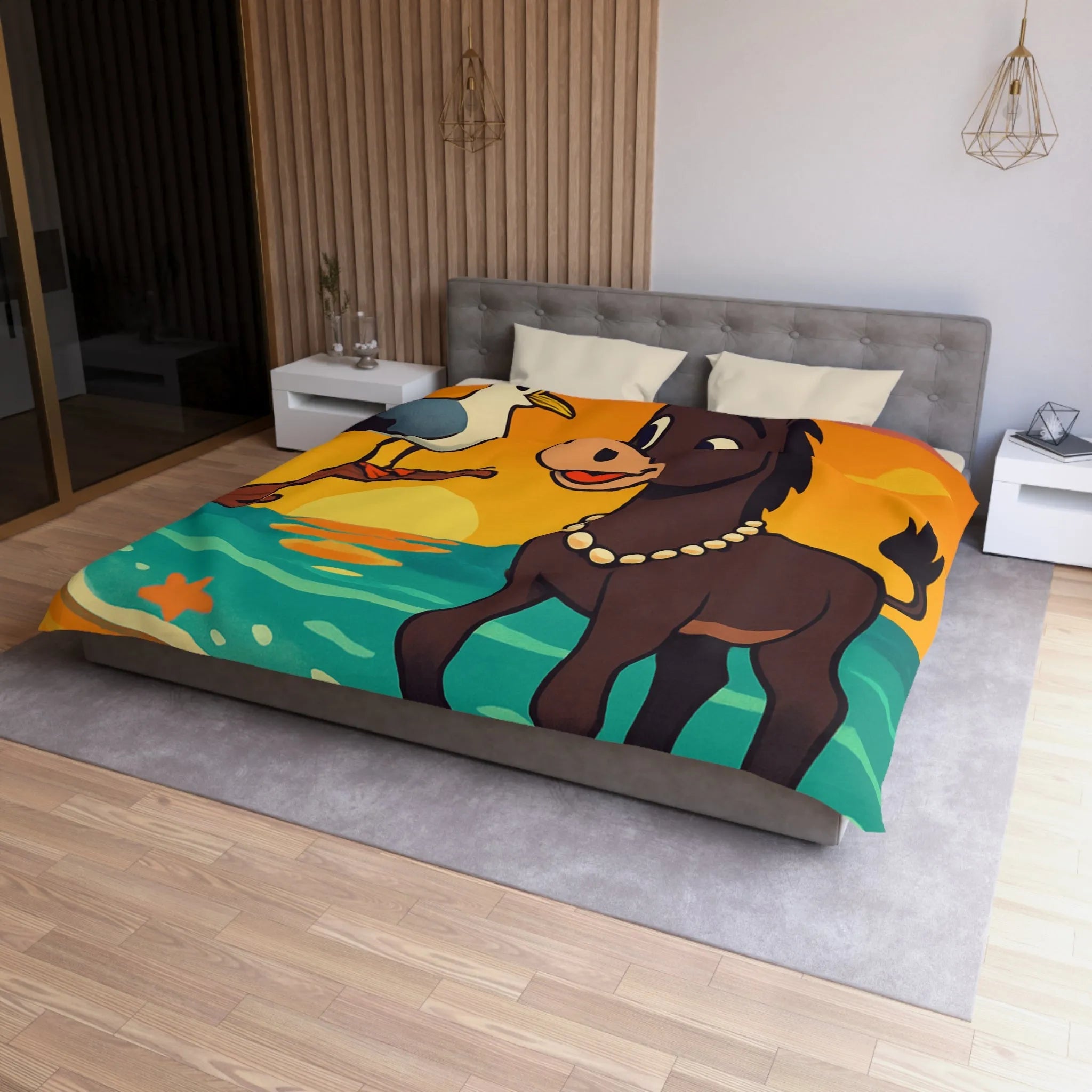 Housse de Couette Microfibre Art Graphique Contemporain Style Décoratif Chambre Tendance