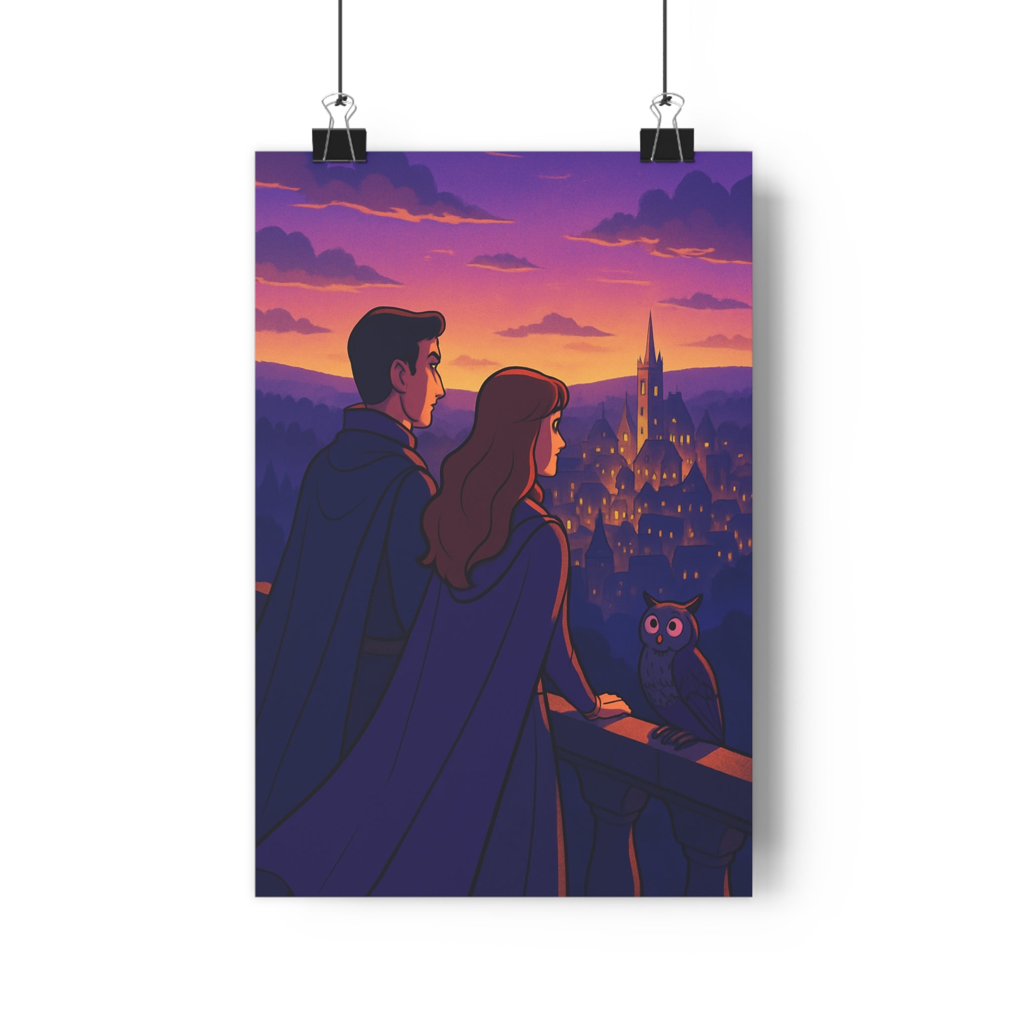 Poster décoratif crépuscule violet orange animé romantique gothique mystère salon chambre élégant 30x46 ambiance
