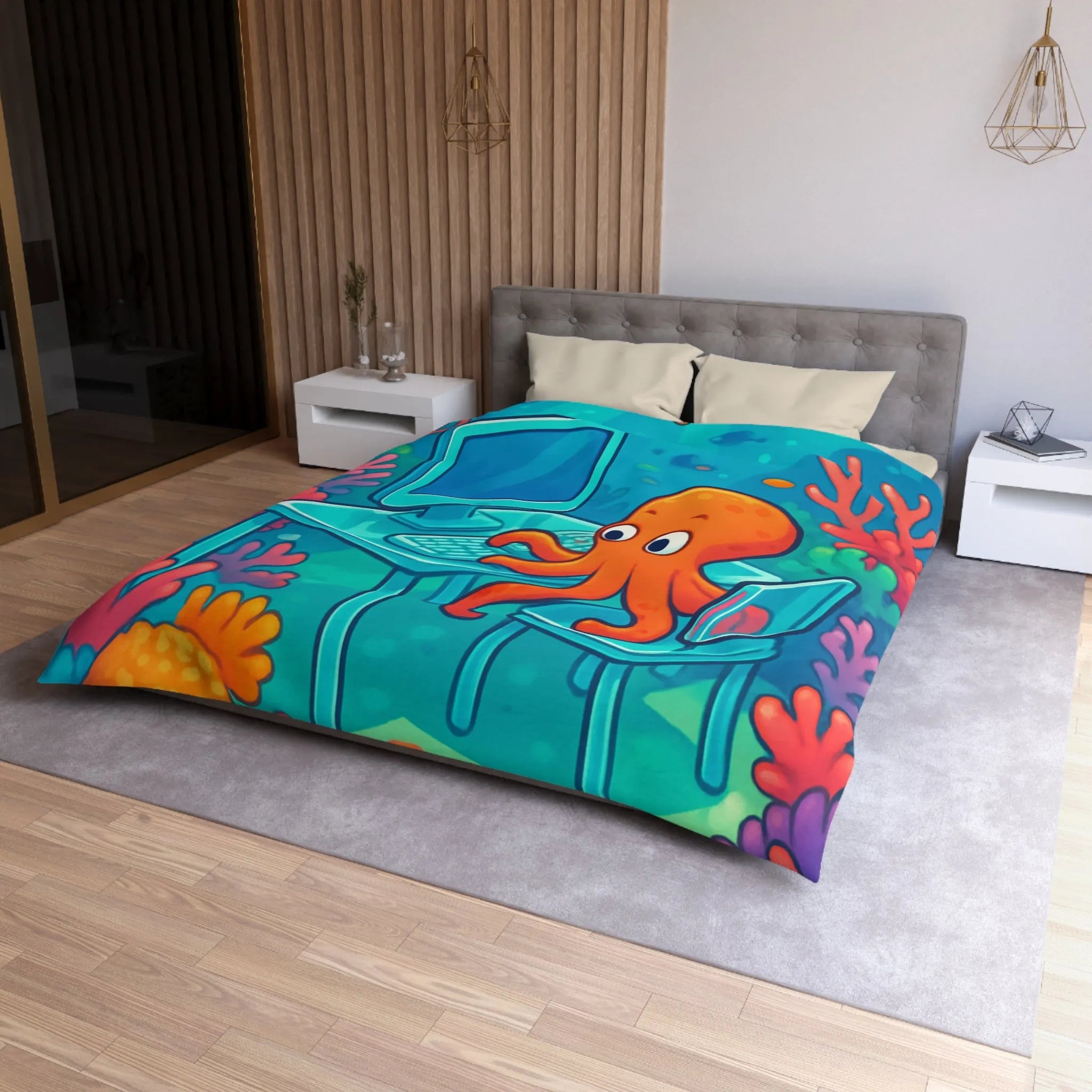 Housse de Couette Microfibre Art Graphique Contemporain Style Décoratif Chambre Tendance