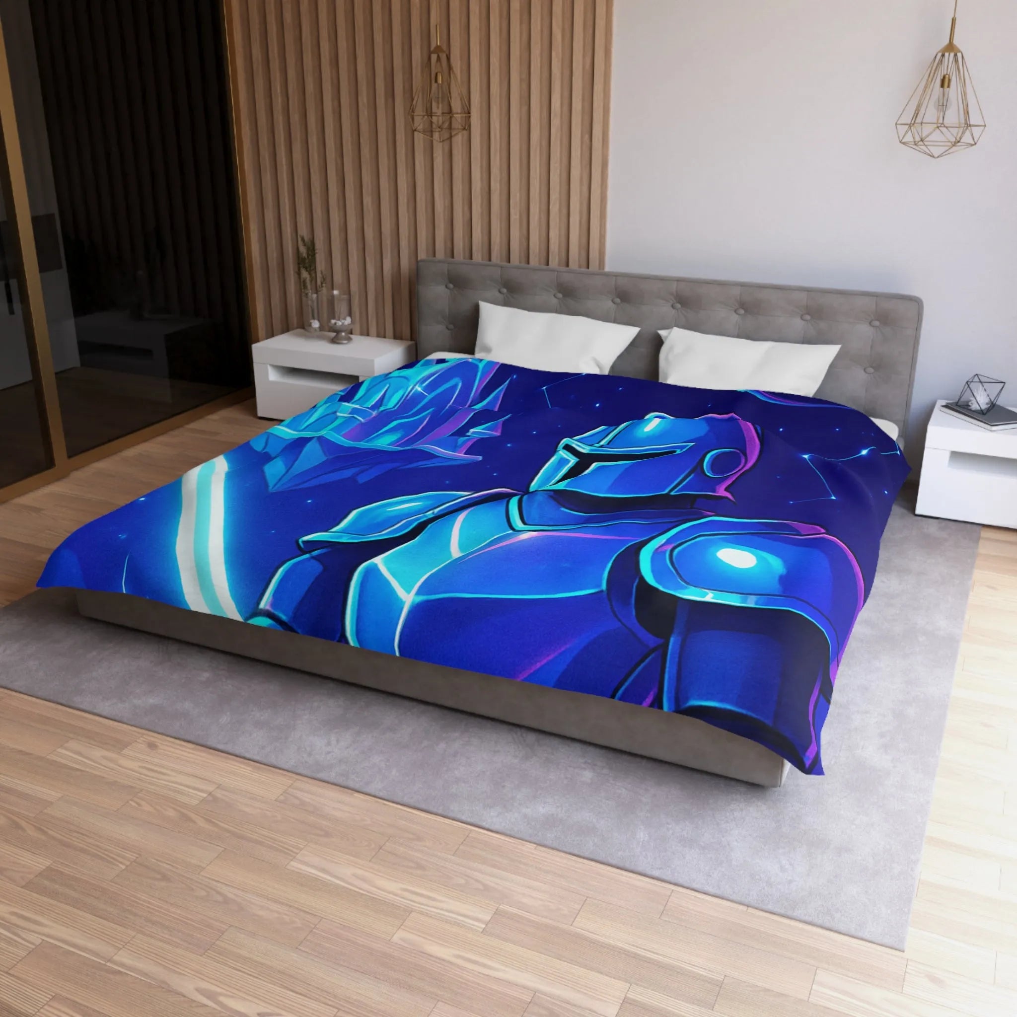 Housse de couette fantastique avec chevalier et dragon, ambiance médiévale et couleurs vives