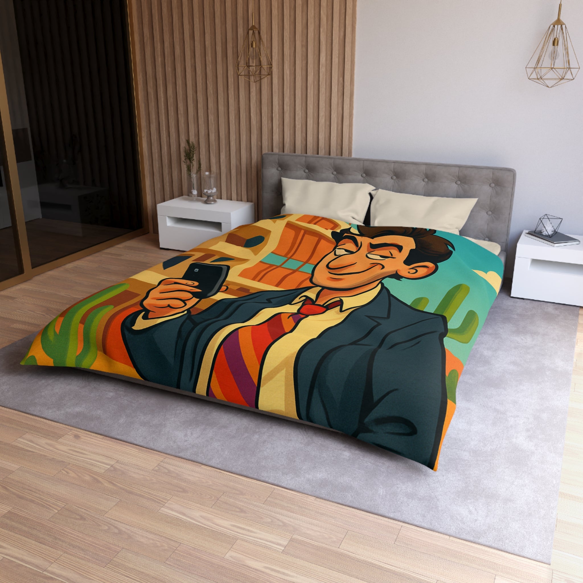 Housse de Couette Microfibre Illustration Unique Design Moderne Décoration Intérieure Raffinée