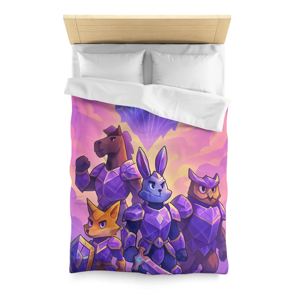 Housse de couette avec animaux chevaliers et château flottant pour chambre enfant
