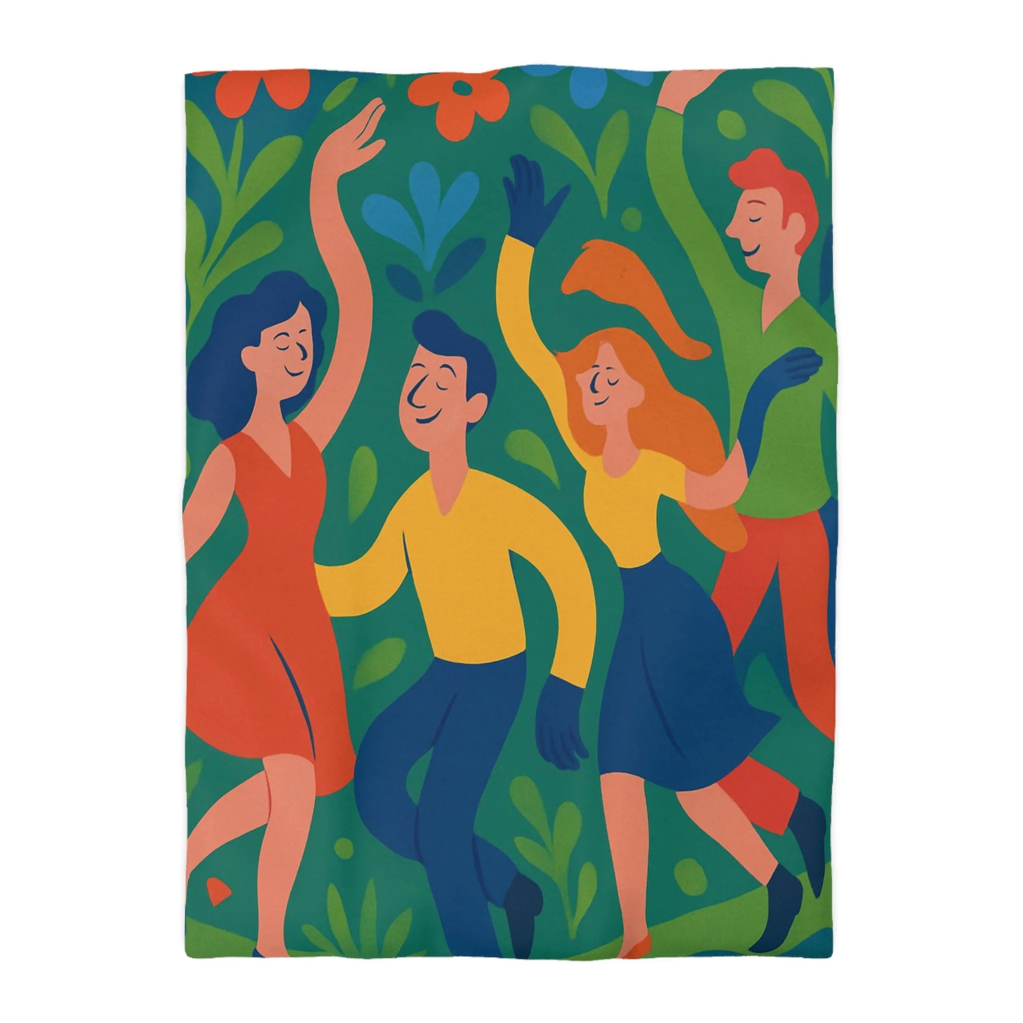 Housse de Couette Colorée Inspirée par la Danse et la Nature avec Fleurs Animées