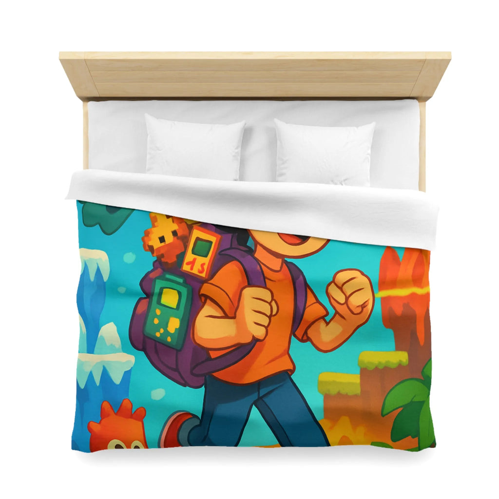 Housse de couette enfant joyeuse au design rétro jeu vidéo couleurs vives