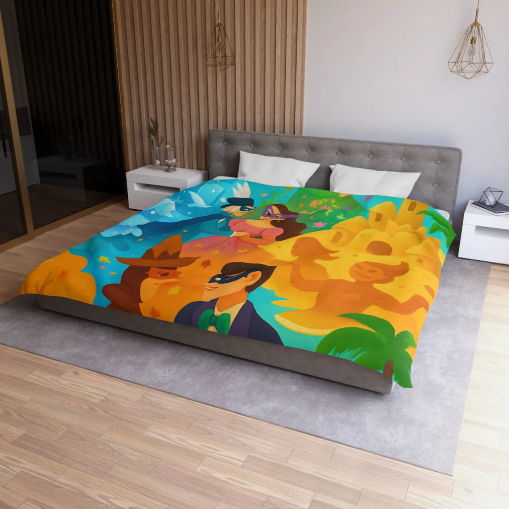 Housse de couette féerique avec papillons, fleurs et châteaux pour chambre colorée