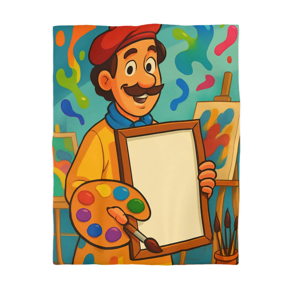 Housse de couette colorée artiste, palette vibrante, design créatif pour chambre inspirante