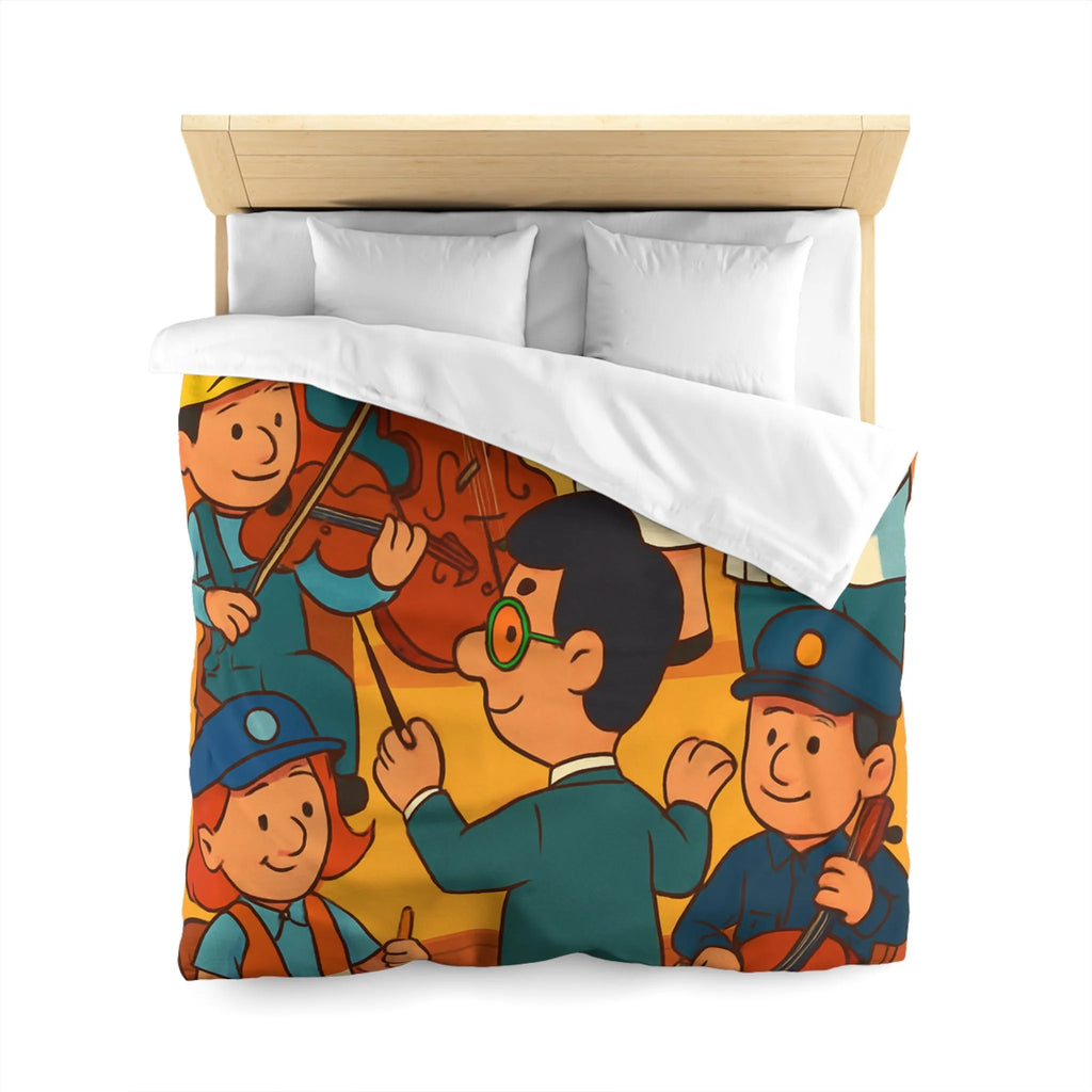 Housse de couette colorée avec illustrations de musiciens habillés en différentes professions