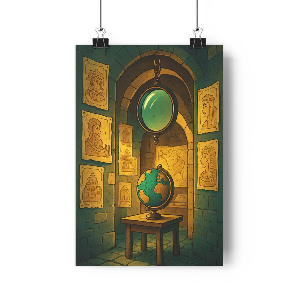 Poster décoratif mystique cartoon bleu or historique salon chambre intrigant ambiance murale unique qualité