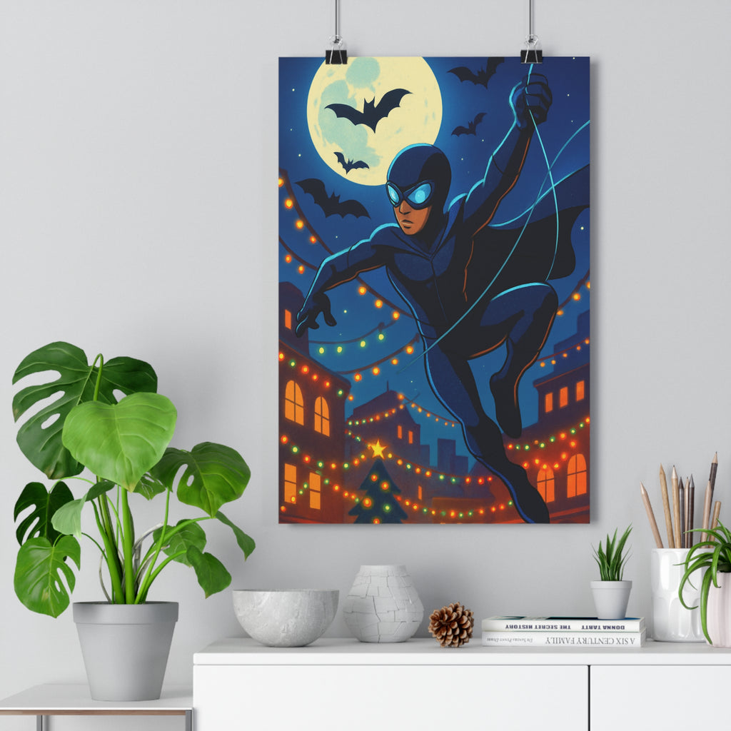 Poster décoratif héros mystérieux nuit bleu orange moderne chambre bureau ambiance captivante format 30x46