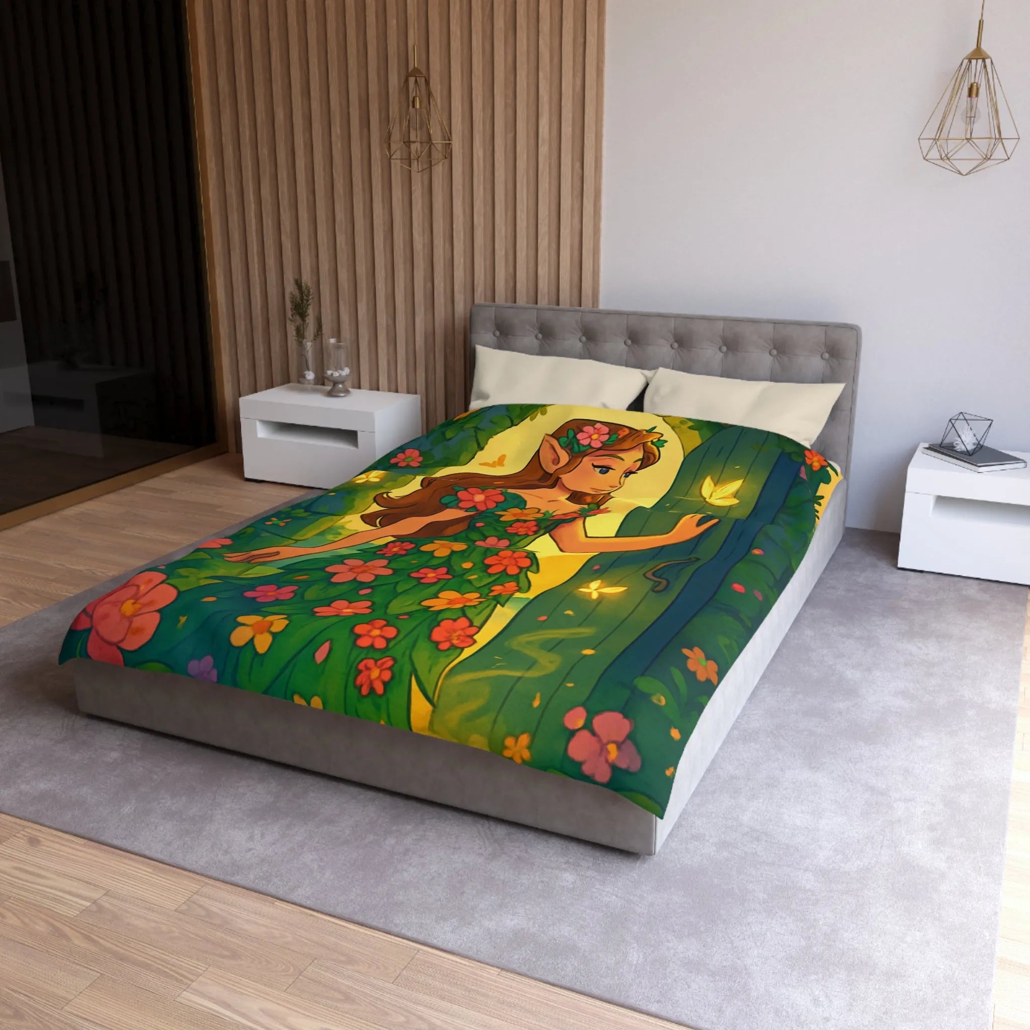 Élégante Housse Floral Elfique Inspirée par la Beauté Enchantée de la Nature Mystique