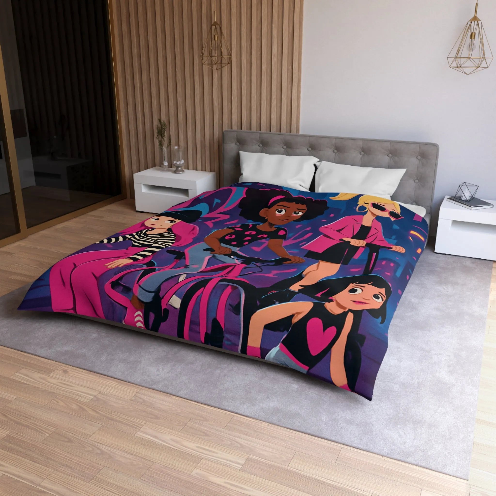 Housse de Couette Microfibre Art Graphique Contemporain Style Décoratif Chambre Tendance