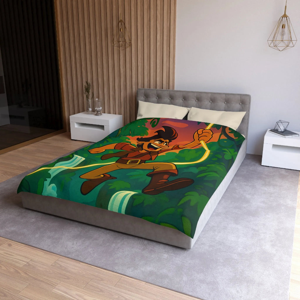 Housse de couette aventure jungle vibrante cascade pour chambre à thème nature