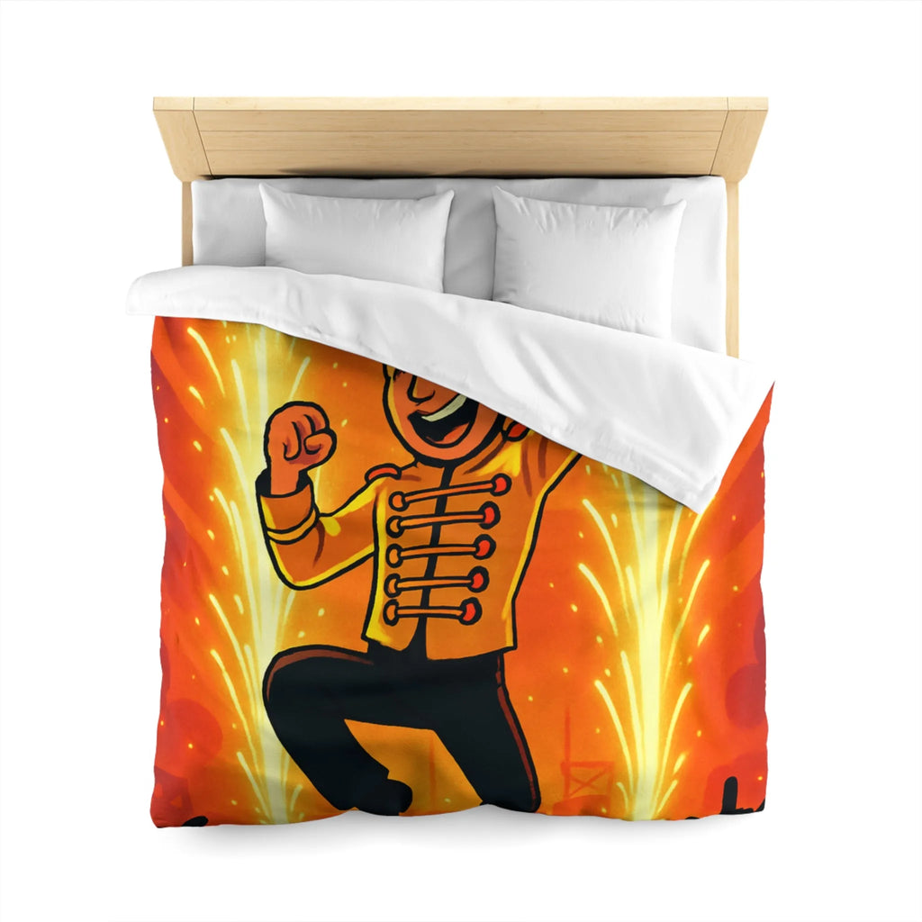 Housse de couette colorée avec personnage joyeux dans un spectacle éclatant et vibrant