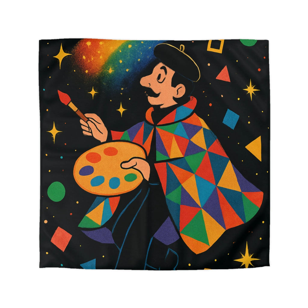 Housse de couette artiste colorée avec motifs géométriques et ciel étoilé magique